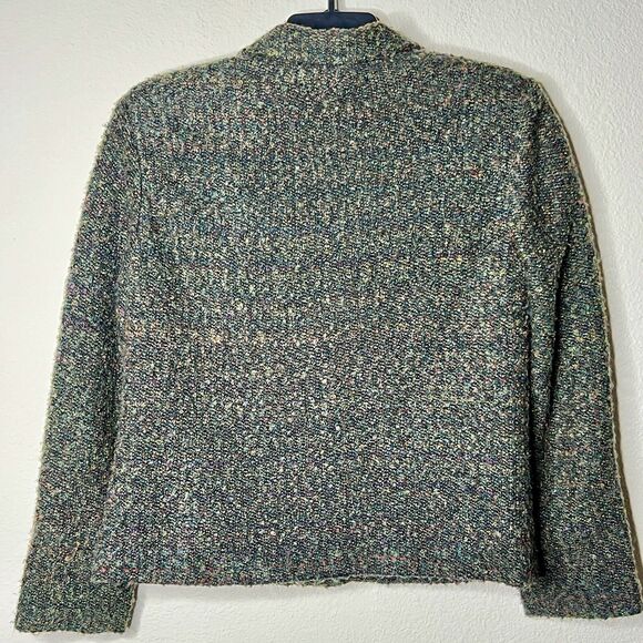 VTG Sag Harbor Green Tweed Blazer Jacket Sz 10 Lined Four Buttons Shoulder Pads - Picture 2 of 9